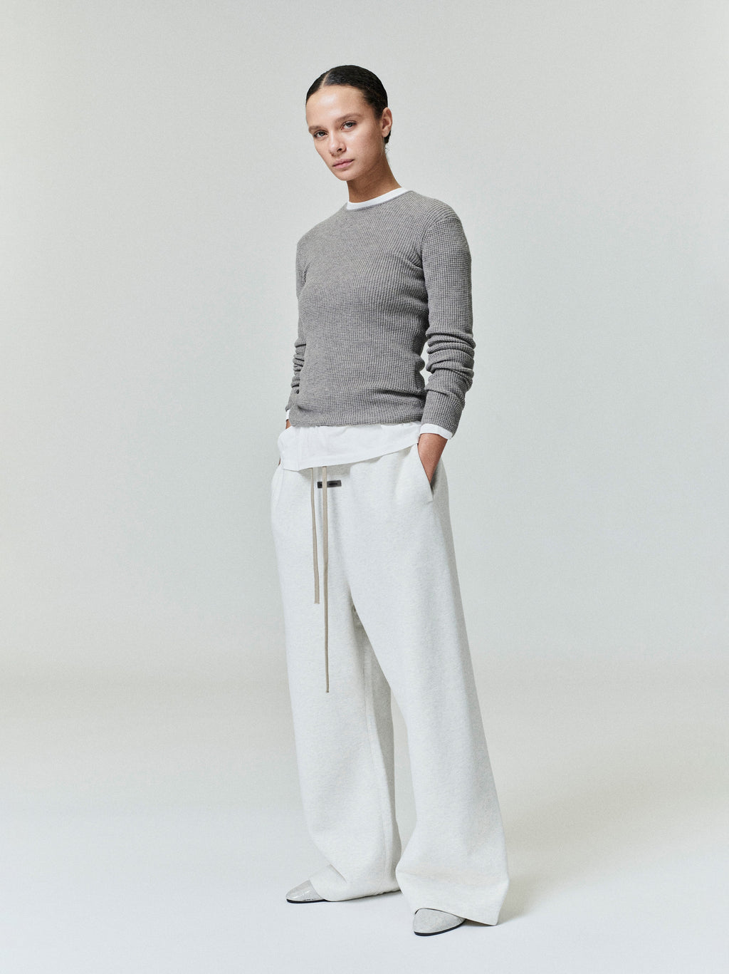 Womens Waffle Knit Long Sleeve Top