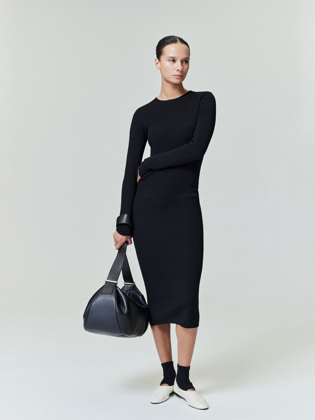 Womens Rib Long Sleeve Dress