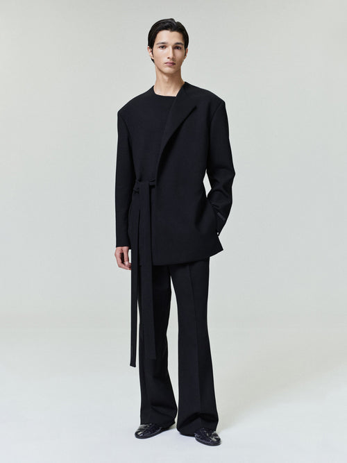 Double Weave Wool Tailored Flared Pants