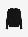Womens Signature Rib Knit Fitted Long Sleeve Zip Up Tee