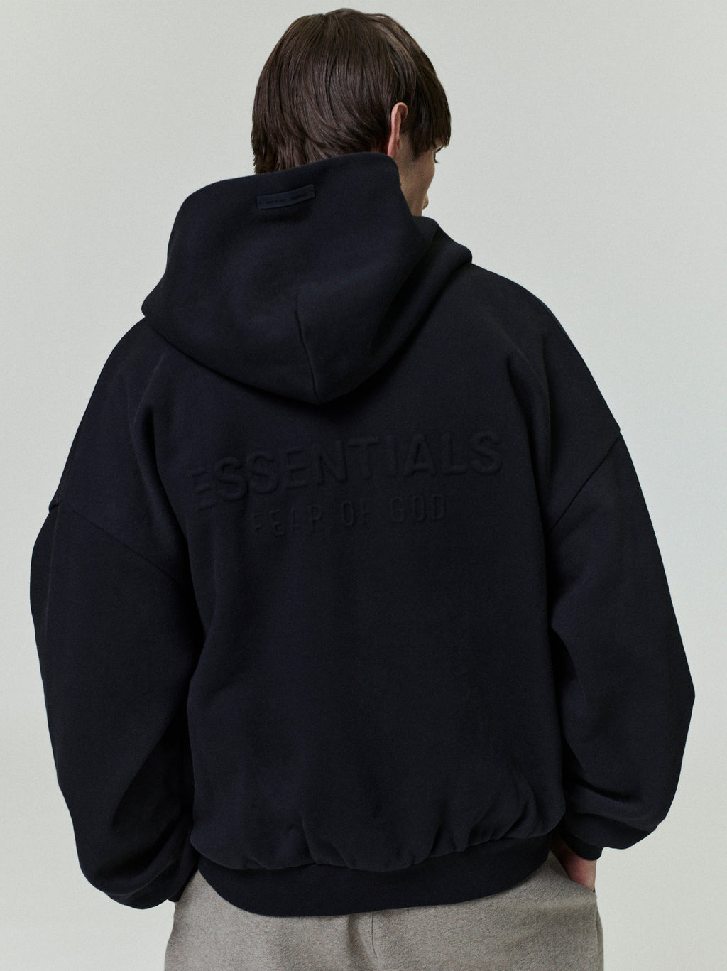 Embossed 90s Fit Fleece Zip-Up Hoodie