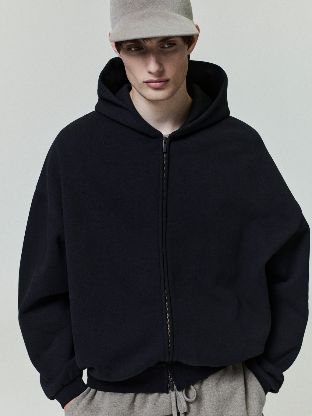 Embossed 90s Fit Fleece Zip-Up Hoodie