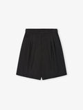 Black Striped Wool Baggy Shorts