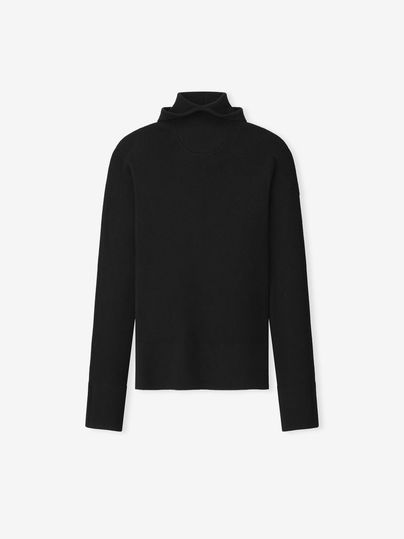 Womens Long Sleeve Hooded Rib Top